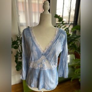 Dream By Claire Pettibone Tie Dye Ombré Bell Sleeve & Lace Top